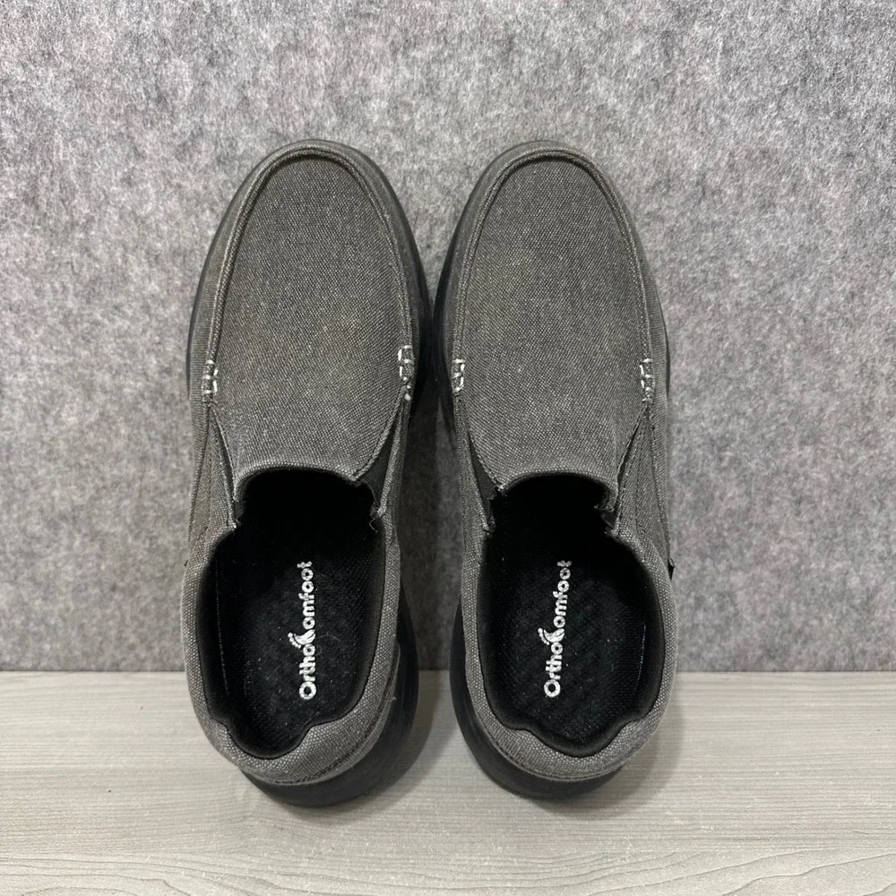 OrthoComfoot‎ ZGBX02 Loafers Mens 42 US 9 Gray Canvas Slip On Orthopedic Shoes